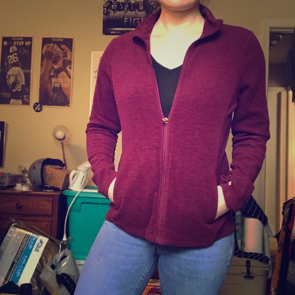 Maroon zip-up fleece